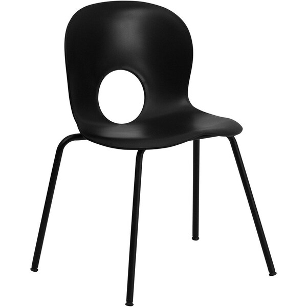 Flash Furniture Stack Chair, Plastic, Black RUT-NC258-BK-GG - main