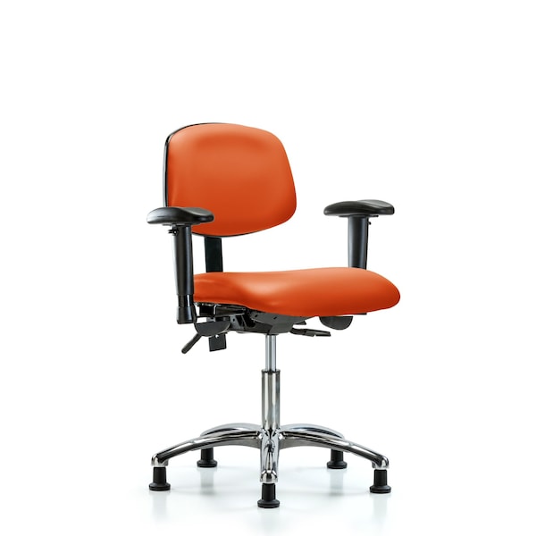 Blue Ridge Ergonomics Desk Chair Desk Chair, Vinyl, Chrome AA Glides, Orange, Adjustable Arms, 18" to 23" Height, Vinyl BR-VDHCH-CR-T0-A1-RG-8613 - main