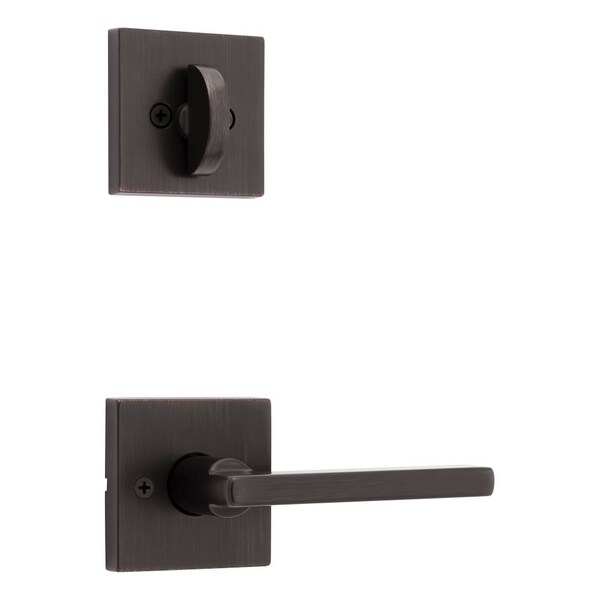 Kwikset Halifax Lever with Square Rose Interior Single Cylinder Handleset Trim for Both 800 and 687 966HFLSQT-11P.UNIV - main