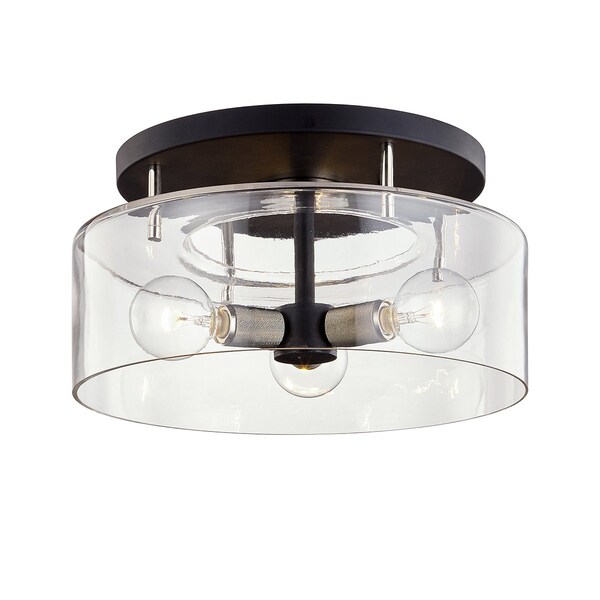 Troy Lighting Bergamot Station 3 Light Semi Flush 17 In. Textured Black & Polish Nickel C7552-TBK/PN - main