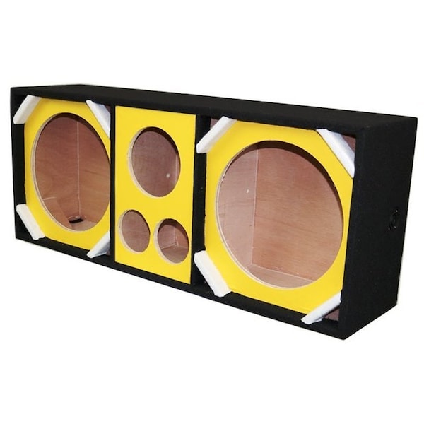 Deejay Led Two 12in Woofers plus Two Tweeters and One Horn YELLOW VINYL Empty Chuchera Speaker Enclosure D12T2H1VYYELLOW - main
