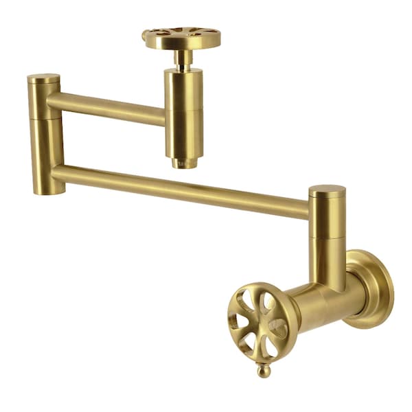 Kingston Brass Wall Mount Pot Filler Faucet, Brushed Brass KS8107RX - main