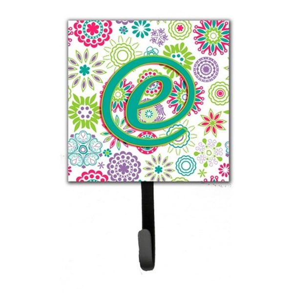 Carolines Treasures Letter E Flowers Pink Teal Green Initial Leash and Key Holder CJ2011-ESH4 - main