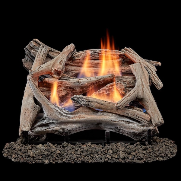 Bluegrass Living Vent Free Dual Fuel Gas Log Set, 18 in Drift Wood, 30,000 BTU, Remote Control B18DR-UL2 - main