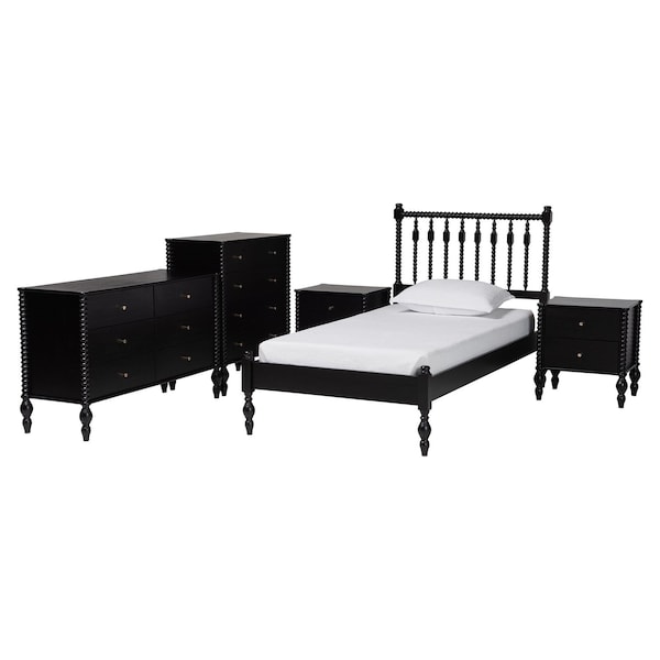 Baxton Studio Callison Bedroom Set with Chest, Black, Twin 271-14730-14742-14740-14736-14736-ZORO - main