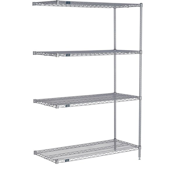 Global Industrial Nexel 4 Shelf, Nexelate Silver Epoxy Wire Shelving Unit, Add On, 36"W x 30"D x 74"H 799096 - main