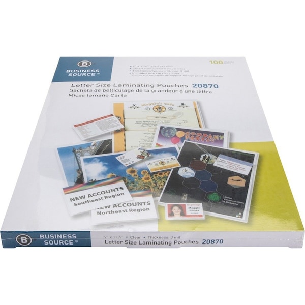 Business Source POUCH;LAMINATE;LETTER;3MIL, PK100 BSN20870 - main