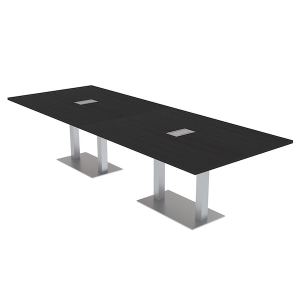 Skutchi Designs Rectangle Conference Table With Power Unit, 48 in W, 120 in L, Black HAR-REC-48X120-DOU-U999ST19-ESIL - main