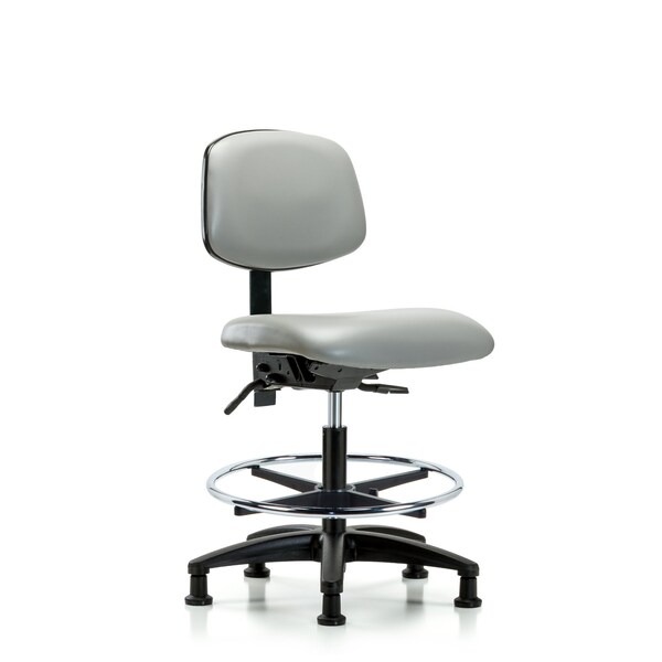 Blue Ridge Ergonomics Chair, Vinyl, Med Bench, CF Glides, Dov, No Arms, 22" to 29" Height, Dove BR-VMBCH-RG-T0-A0-CF-RG-8567 - main