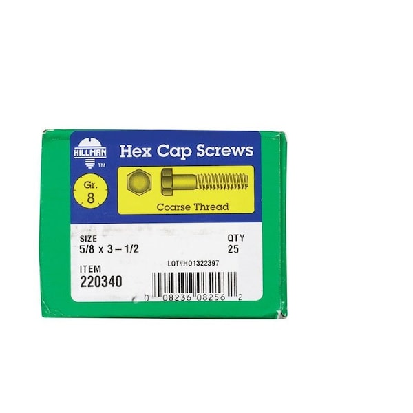 Hillman 5/8 in. D X 3-1/2 in. L Heat Treated Steel Hex Head Cap Screw, 25PK 220340 - main