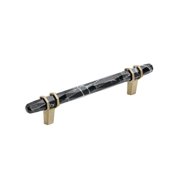 Amerock Carrione 5-1/16 in 128 mm Center-to-Center Marble Black/Golden Champagne Cabinet Pull BP36649MBKBBZ - main