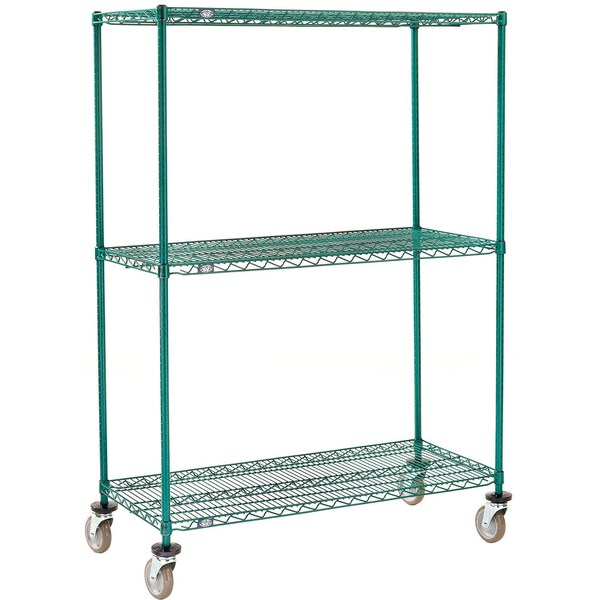 Global Industrial Nexel 3 Shelf Truck, Poly-Green, 36"W x 21"D x 60"H, Polyurethane Swivel Casters B3157385 - main