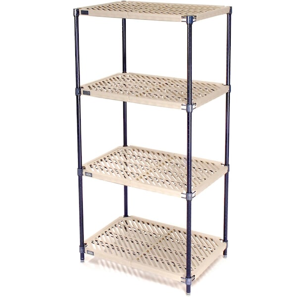 Global Industrial Nexel Nexelite 4 Shelf, Vented Plastic Mat Shelving Unit, Starter, 48"W x 21"D x 54"H 331478N - main