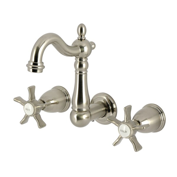 Kingston Brass Double-Handle Wall Mount Bathroom Faucet, Brushed Nickel KS1228NX - main