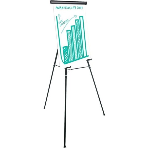 Universal Heavy Duty Presentation Easel, 69" Maximum Height, Metal, Black UNV43034 - main