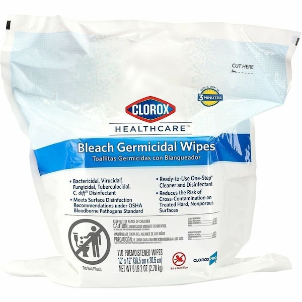 Clorox Germicidal Disinfecting Wipes, 12 x 12", 2 Pack, 110 Wipes/ Pack 30359 - main