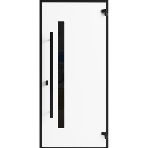 Vdomdoors Front Exterior Prehung Steel Door Ronex0144 Grey Entry Metal Modern Painted W36xH80 Left hand RONEX0144EXD-GRE-W36 x H80-LH-I - main