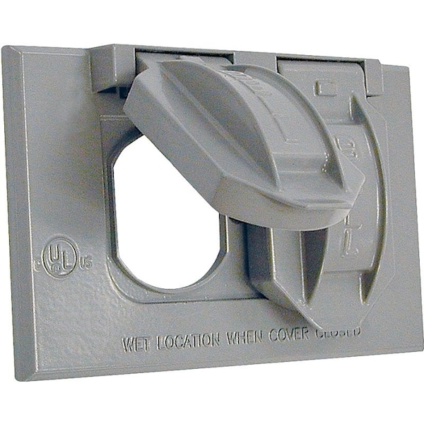 Hubbell Cover, 2-13/16 in L, 4-9/16 in W, Metal, Gray, Powder-Coated 5180-0 - main