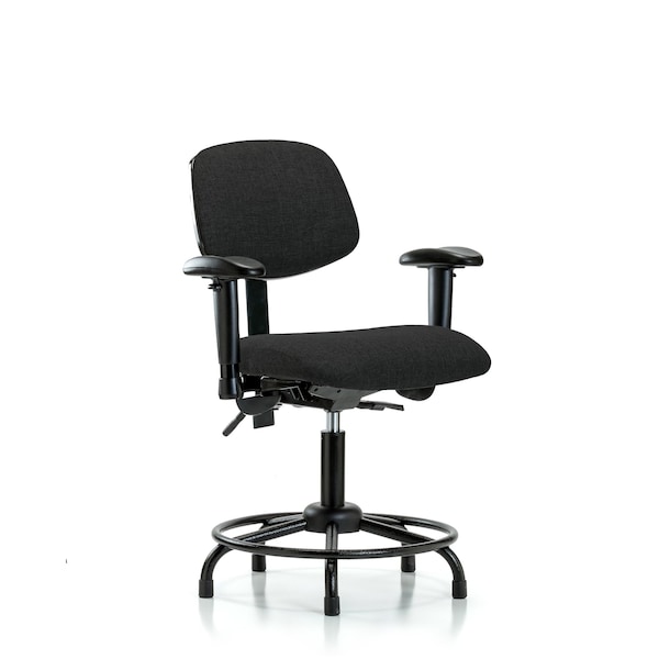 Blue Ridge Ergonomics Desk Chair Desk Chair, Fabric, RT AA Glides, Blk, Adjustable Arms, 19" to 24" Height, Fabric, Black BR-FDHCH-RT-T0-A1-RG-F42 - main