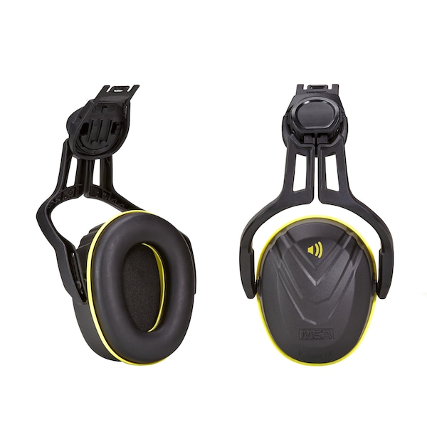 Msa Safety V-Gard Hard Hat-Mounted Earmuffs, NRR 27 dB, Foam Cushion, Yellow/Black, For Use With Cap Style Hats 10190357 - main
