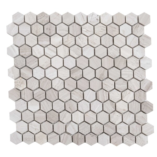 Apollo Tile Wooden Gray 11x12 Marble Polished Floor and Wall Mosaic Tile 4.55 sqft/case, 5PK APLSV88G05PA - main