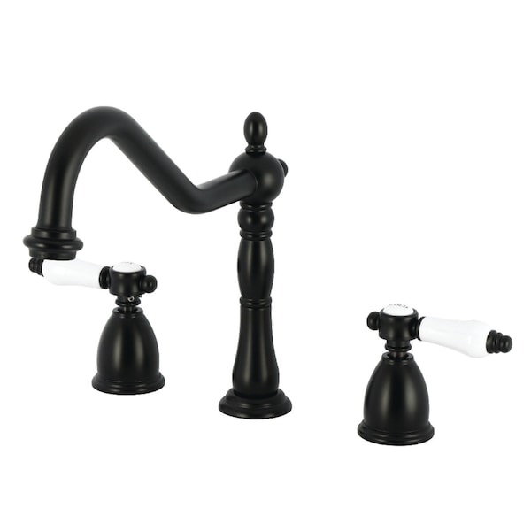 Kingston Brass Double-Handle Widespread Kitchen Faucet, Matte Black KB1790BPLLS - main