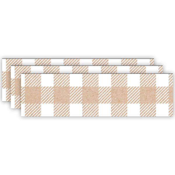 Creative Teaching Press Krafty Pop Kraft Buffalo Check EZ Border, 48 Feet Per Pack, 3PK 10905 - main