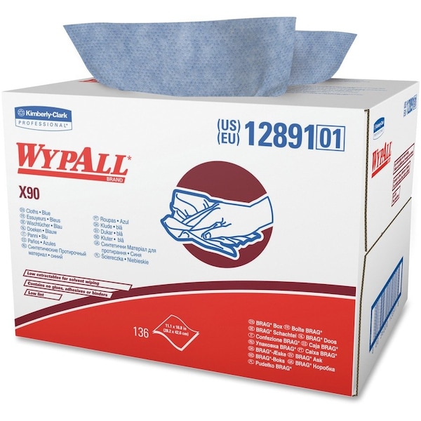 Wypall WypAll Power Clean X90 Ultra Duty Cloths (12891), Wipes BRAG BOX, Blue Denim, 1 Box / Case 12891 - main