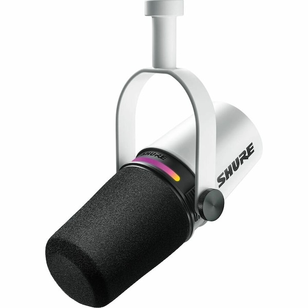 Shure DUAL-OUTPUT CARDIOID DYNAMIC MICROPHONE, WHITE MV7+-W - main