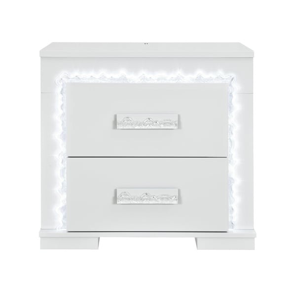 Global Furniture Usa Contemporary Naomi Silver Marble Nightstand With Led NAOMI-SILVER MARBLE-NS W/ LED - main