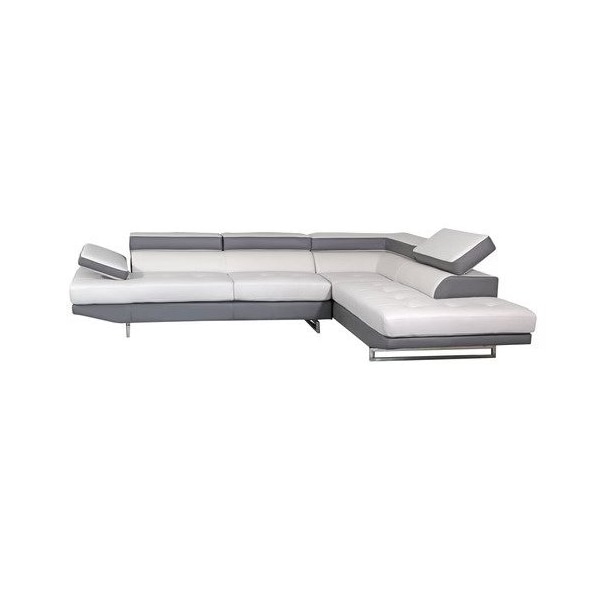Homeroots White Leather L Shaped Two Piece Corner Sectional 366222 - main