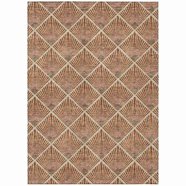 Homeroots 5' X 8' Brown Copper And Beige Geometric Washable Indoor Outdoor Area Rug 594738 - main