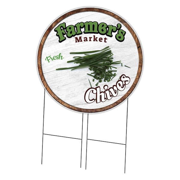 Signmission Farmers Market Chives Double Sided Corrugated Plastic Circle Yard Sign, C-36-CIR-DS-WS-Chives C-36-CIR-DS-WS-Chives - main