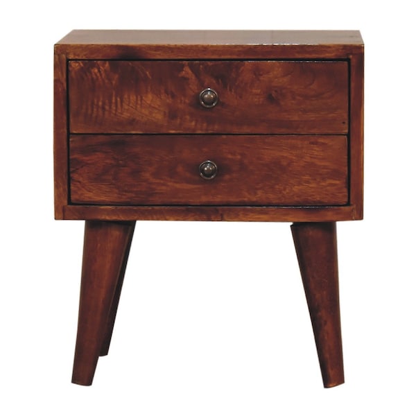 Homeroots 16" Brown Solid Wood Two Drawer Nightstand 701709 - main