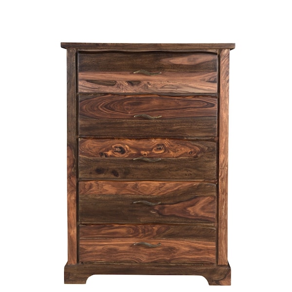 Homeroots 36" Dark Brown Solid Wood Five Drawer Chest 521232 - main