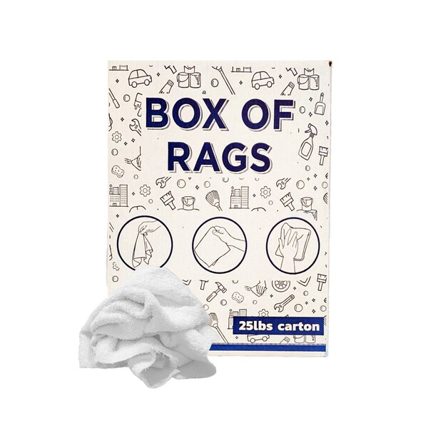 Supremeplus Recycled White Terry Towel Cleaning Rags, 25 lbs. Box SP-7413 - main