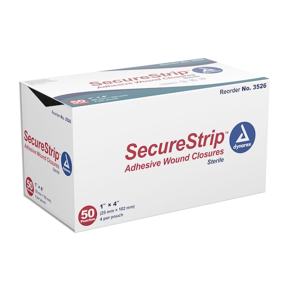 Dynarex SecureStrip Adhesive Wound Closures, Sterile, 1"x4", 200PK 3526 - main