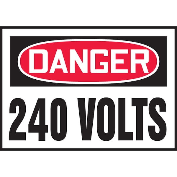 Accuform Danger Safety Label, 5 in Length, 312 in Width, DANGER 240 VOLTS Legend, 5 mil Adhesive Vinyl LELC159VSP - main