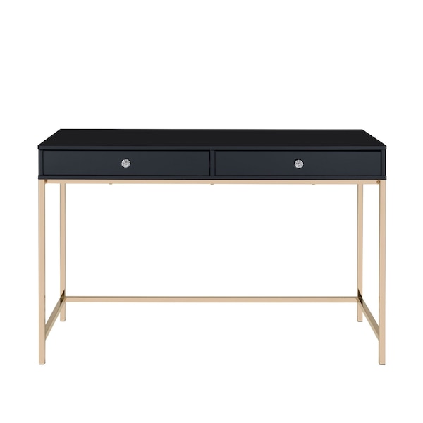 Homeroots 47" Black and Gold Writing Desk With Two Drawers 491490 - main