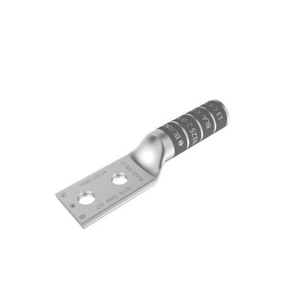 Burndy 2/0 AWG, CU, 2-hole, 3/8 in studs, 1 in spacing, Long Barrel YA262TC38 - main