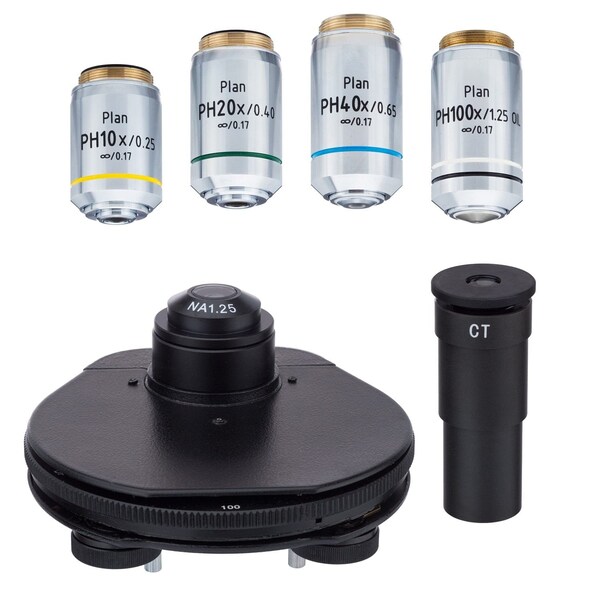 Amscope Infinity-corrected Phase-Contrast Kit with Turret Condenser and Plan Objectives for 670 Microscopes PCT670-INF - main