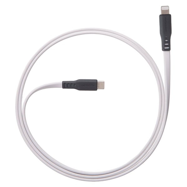 Ventev Flat Usb C To Apple Lightning High Speed Tangle-free Cable 6ft, White FC6-WHTBX-266515 - main
