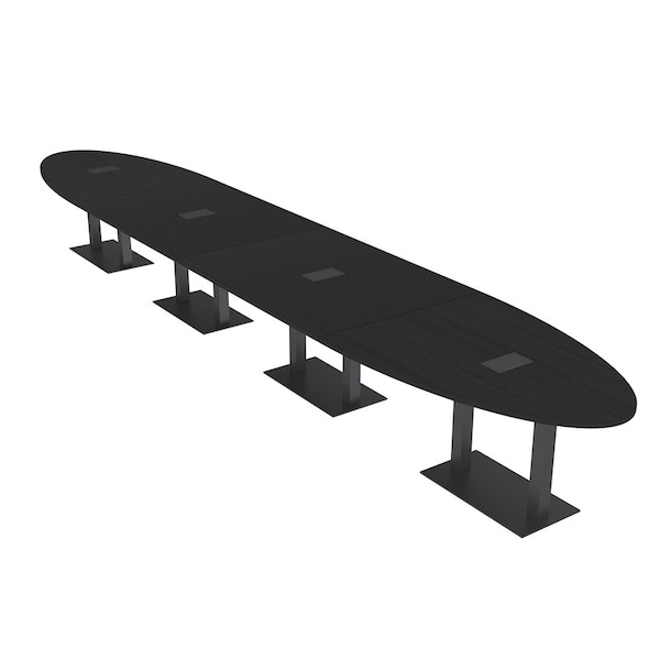 Skutchi Designs Oval Conference Table With Power, 48 in W, 240 in L, Black HAR-OVL-48X240-DOU.BK-U999ST19-EBLK - main