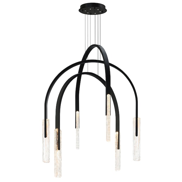 Cwi Lighting Curva Integrated LED 38in Black Chandelier with Handcrafted Glass 1725P38-6-101 - main