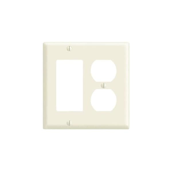 Leviton Rocker/Duplex Wall Plate, 2 Gang, White 80455-W - main