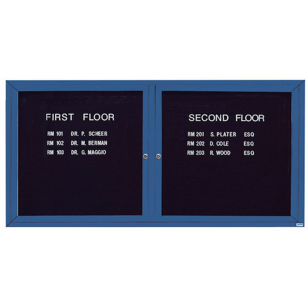 Aarco Outdoor Enclosed Directory w/ Al Frame, Powder Coated Blue, Letter Panel is Black Vinyl, 36''Hx72''W OADC3672B - main
