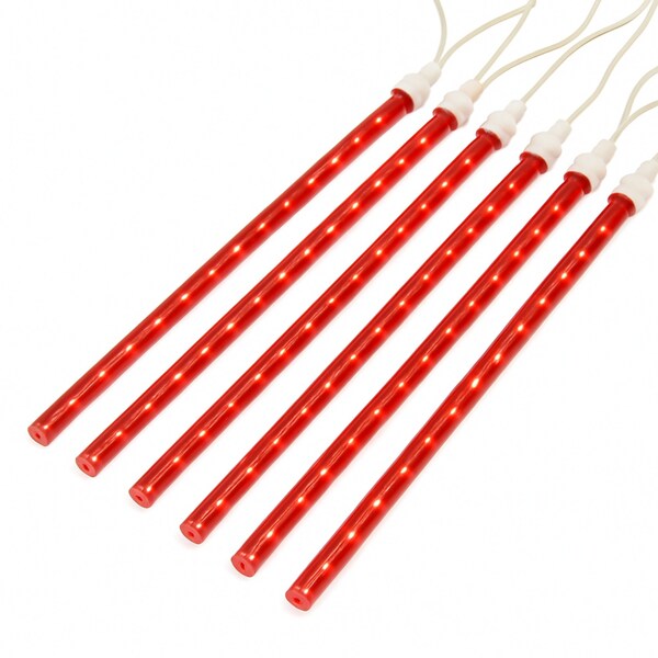 Elegani 8-Tube 50cm Red Snowfall LED Meteor Lights - 8ft Plug-In, 240 LEDs, Connectable, Indoor/Outdoor PH-R28 - main