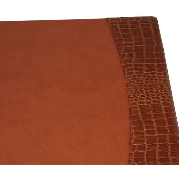 Dacasso Protacini Cognac Brown Italian Patent Leather 34 x 20 Side-Rail Desk Pad P6101 - main