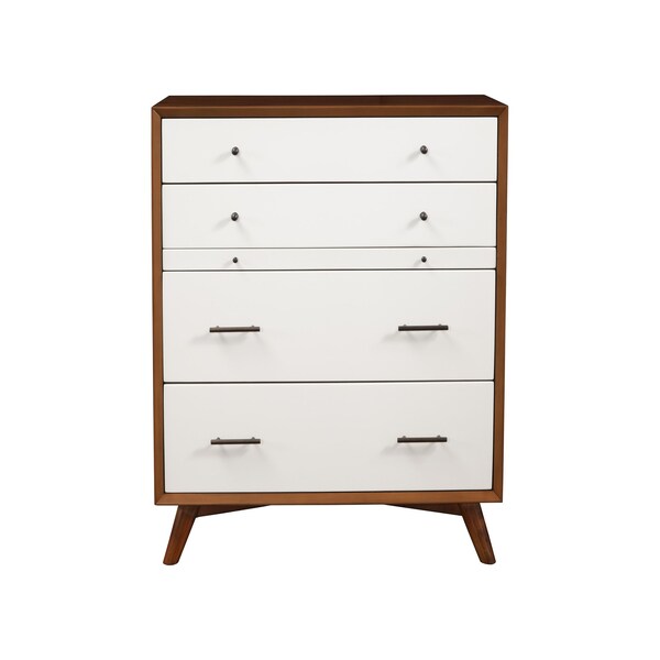 Homeroots 38" Brown and White Solid Wood Four Drawer Chest 524153 - main