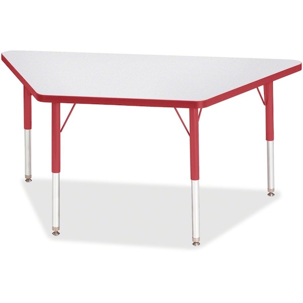 Jonti-Craft Berries Trapezoid Activity Tables, 24 in. x 48 in., E-height, Freckled Gray/Red/Gray 6438JCE008 - main